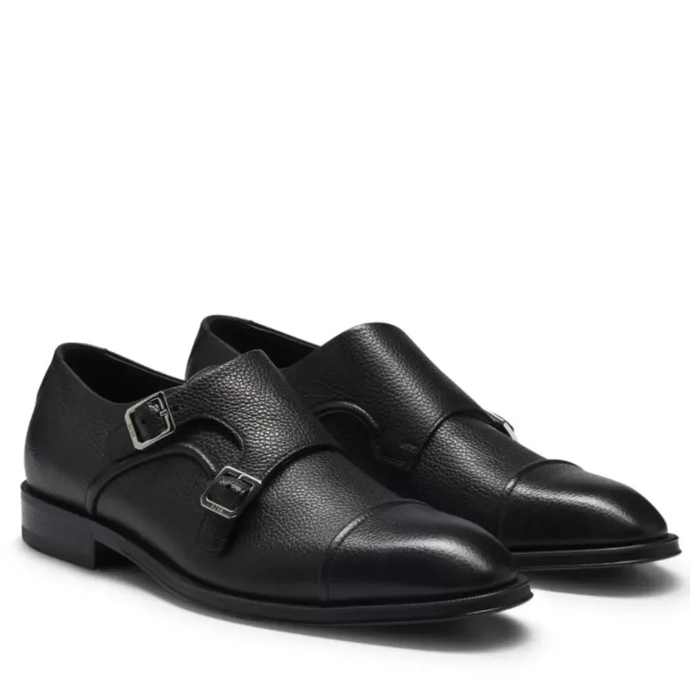 BOSS Double Strap Monk Leather Grain Shoes Size 7.5